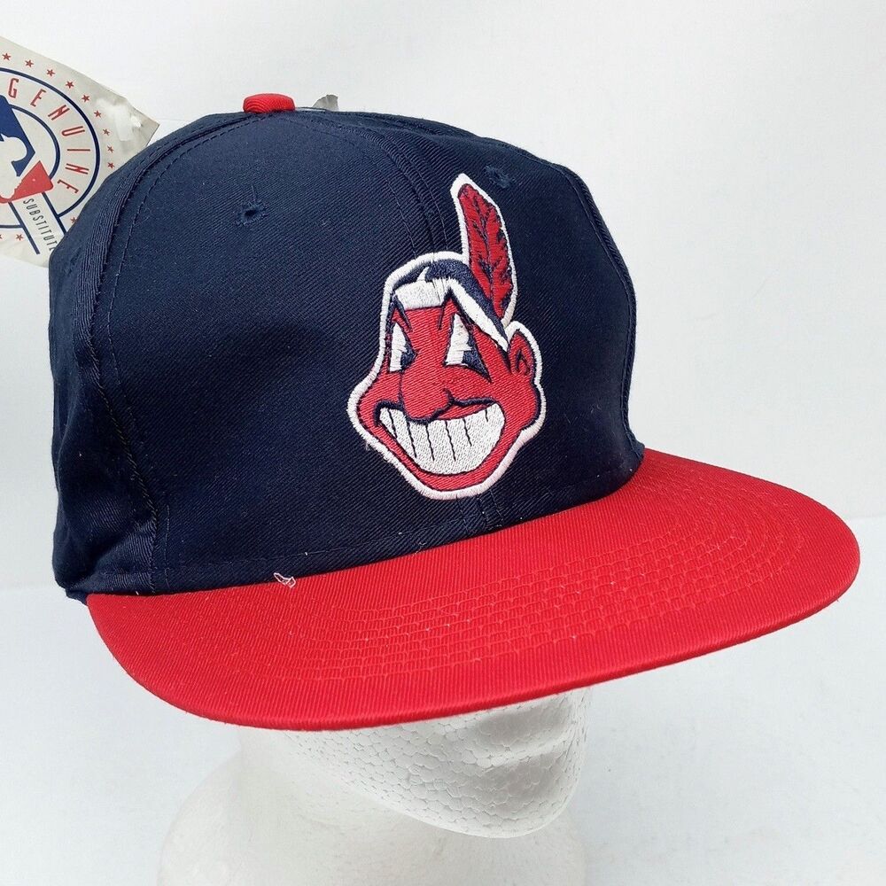 Vintage Cleveland Indians Snapback Hat Chief Wahoo Logo 7 MLB Baseball Cap